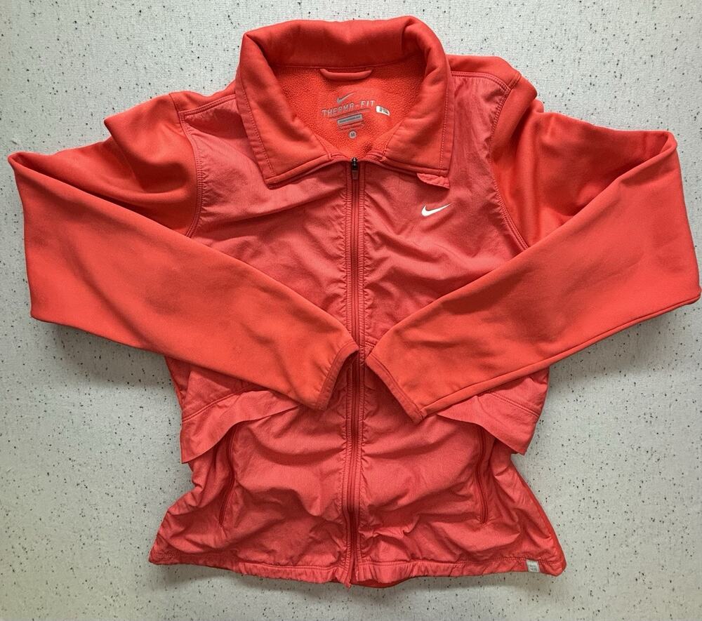 Nike Therma-FIT Women's M Orange Fleece Lined Jacket Running Athletic